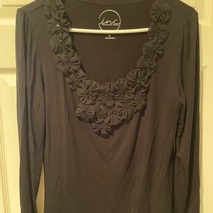 Inc black long sleeve blouse, size XL